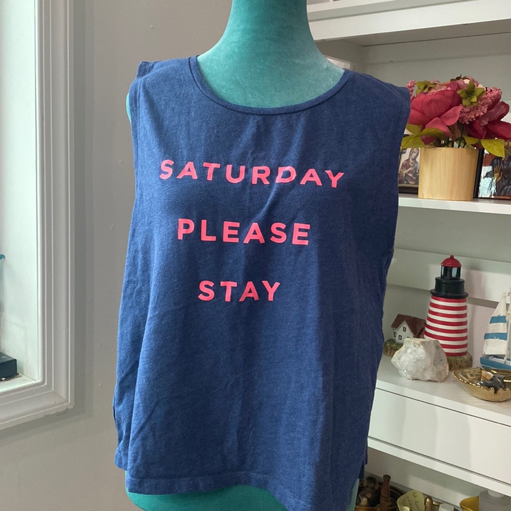 Victoria's Secret Saturday Please Stay Graphic Muscle Tank Top Size L